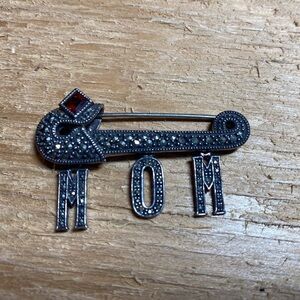 1990s Rare Judith Jack Marcasite Dangling MOM Pin